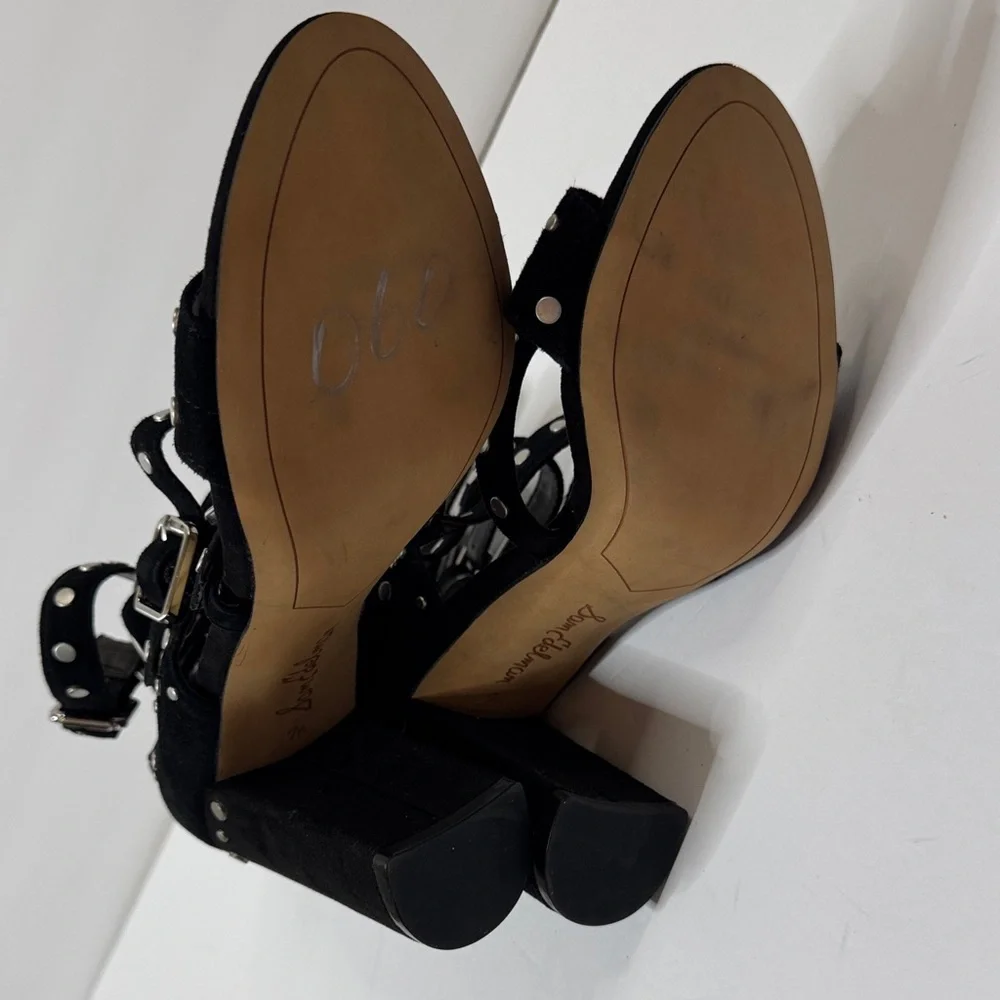 Sam Edelman York Black Suede Studded Heeled Sandal 7.5